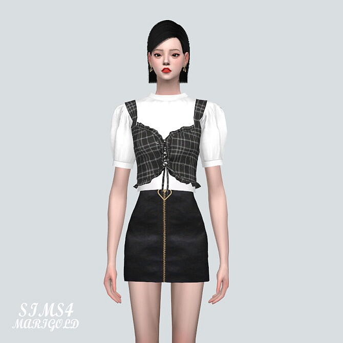 Sims 4 Frill Bustier Blouse LU at Marigold