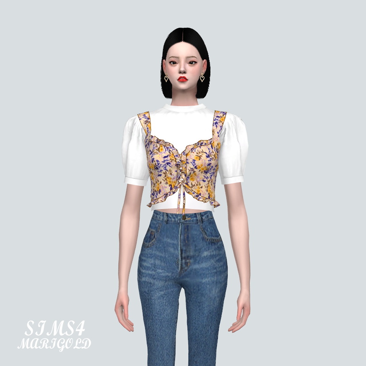 Frill Bustier Blouse LU at Marigold » Sims 4 Updates