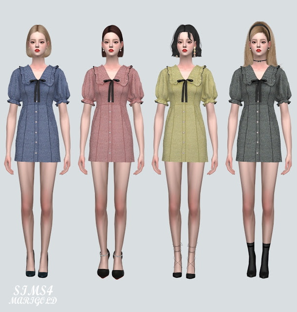 Sims 4 Frill Mini Dress BR 1 at Marigold