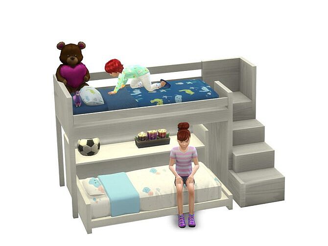 Sims 4 Functional Toddler Bunk Bed by PandaSamaCC at TSR