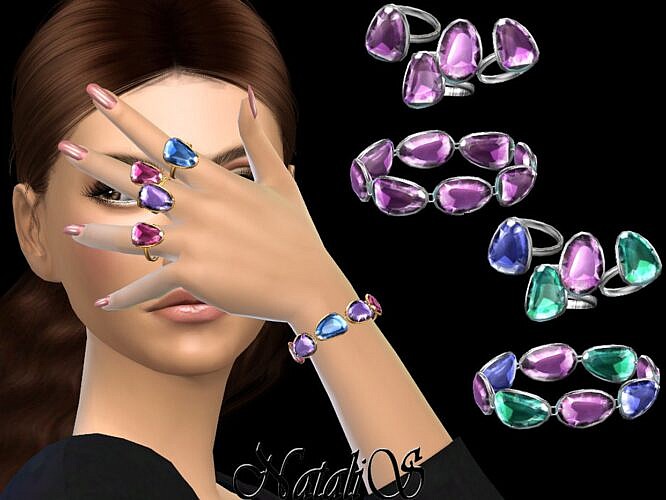 Gems Bracelet Sims 4 Rings Set