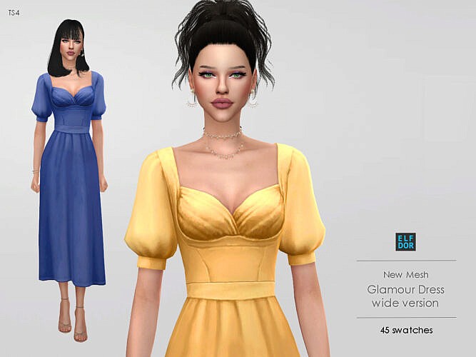 Glamour Sims 4 Dress Wide