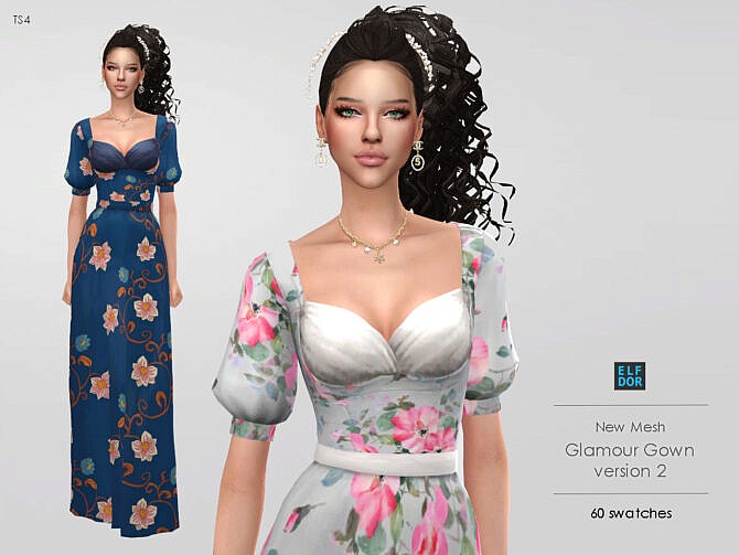 Sims 4 Glamour Gown V2 at Elfdor Sims