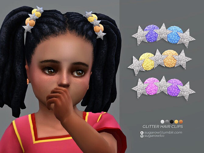 Sims 4 Glitter hair clips Toddlers by sugar owl at TSR