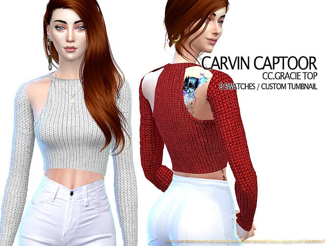 Sims 4 Gracie Top by carvin captoor at TSR