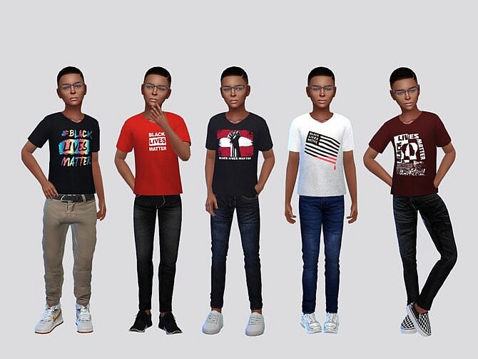 Sims 4 BLM Graphic Tees for Boys by McLayneSims at TSR