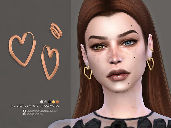 Sims 4 Hayden Hearts earrings by sugar owl at TSR