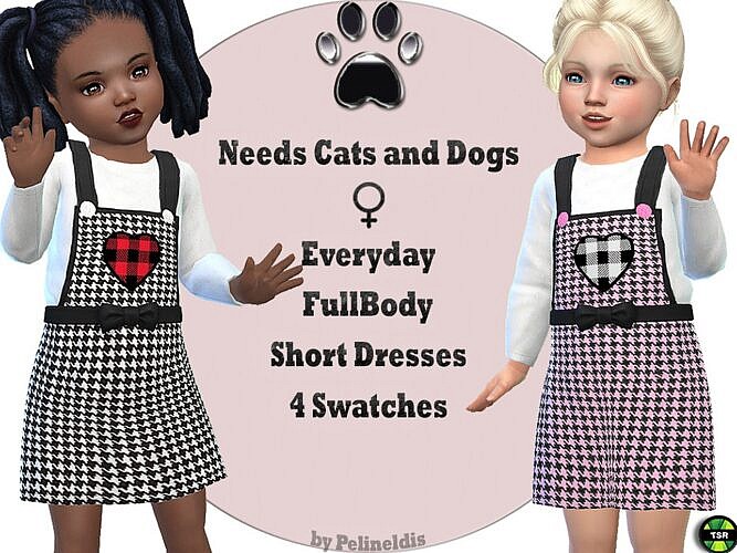 Houndstooth Pinafore Sims 4 Dress