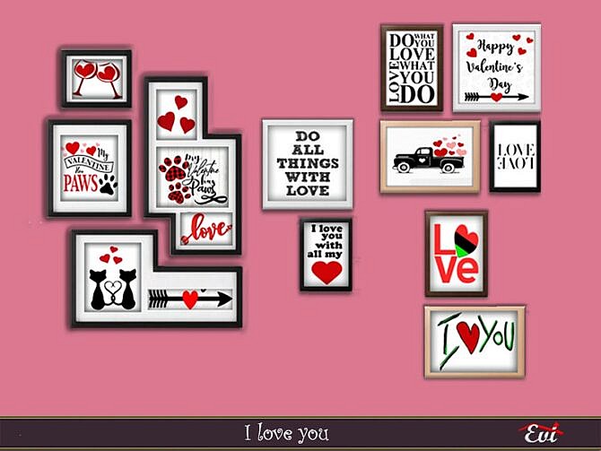 Sims 4 I love You prints by evi at TSR