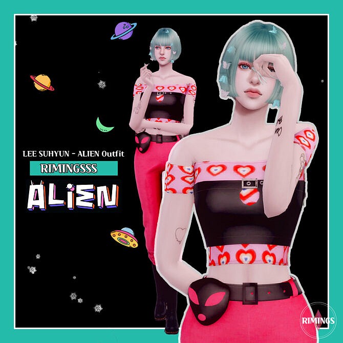 Sims 4 K Pop Alien Outfit Lee Suhyun at RIMINGs