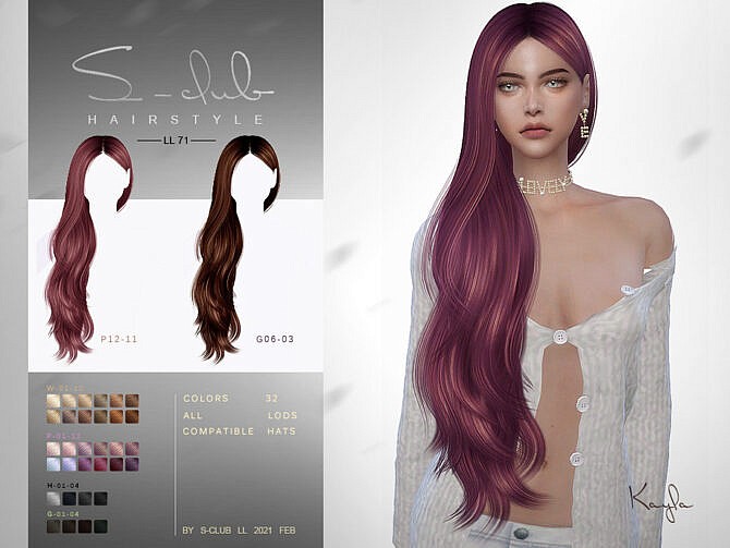 Sims 4 Kayla long hair N71 by S Club LL at TSR