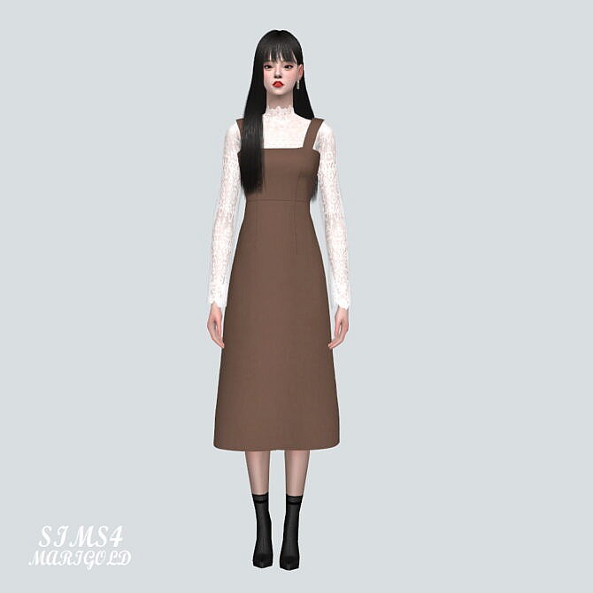 Sims 4 Lace Blouse Long Dress at Marigold