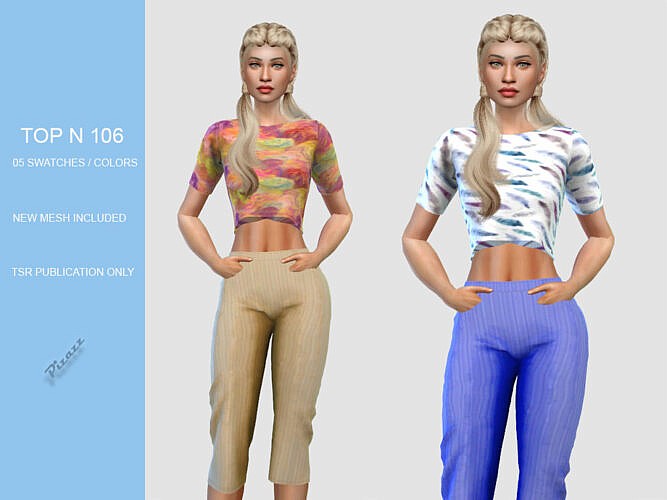 Ladies crop top 106 by pizazz at TSR » Sims 4 Updates