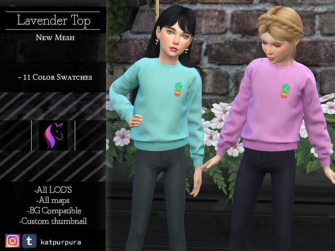Lavander Sims 4 Top For Girls