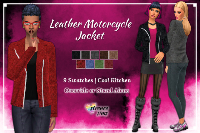 Sims 4 Leather Motorcycle Jacket at Strenee Sims