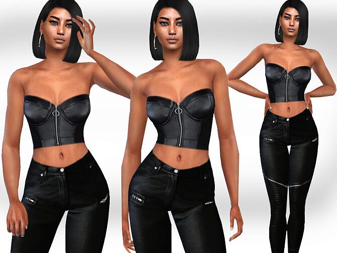 Sims 4 Leather Bustier by Saliwa at TSR