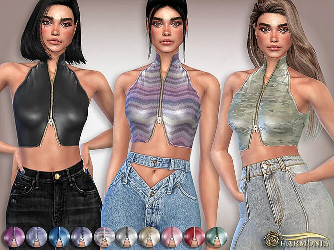 Sims 4 Leather Turtleneck Tank Top by Harmonia at TSR