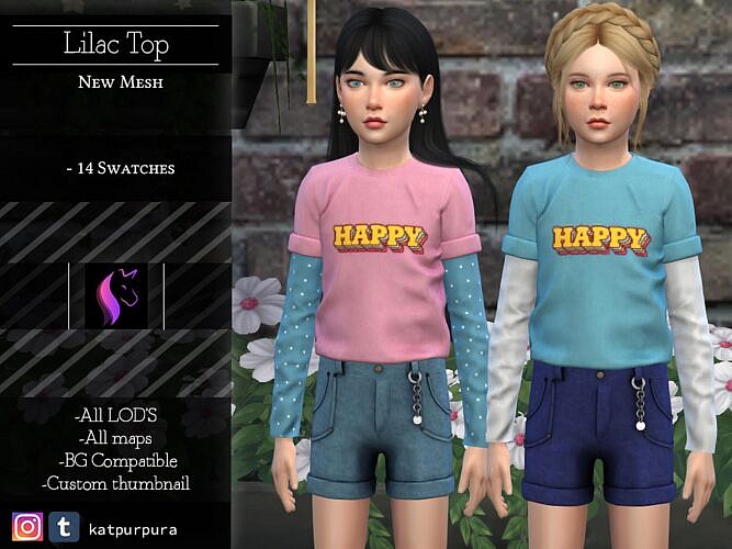 Lilac Sims 4 Top For Kids