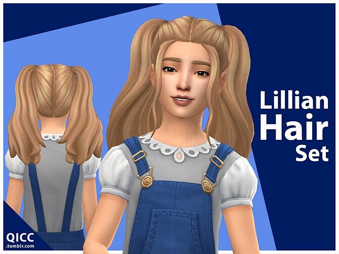 Sims 4 Lillian Hair Set by qicc at TSR