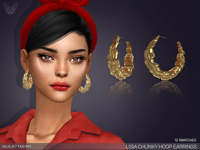 Sims 4 Lisia Chunky Hoop Earrings by feyona at TSR