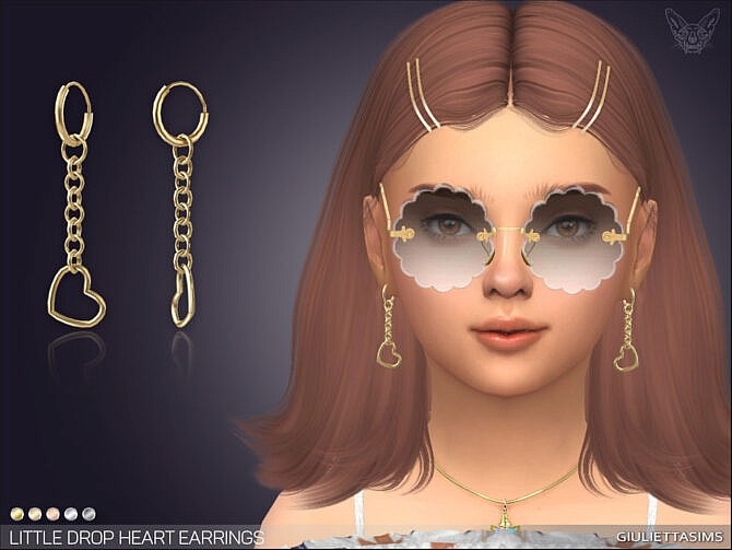 Sims 4 Little Heart Drop Earrings For Kids by feyona at TSR