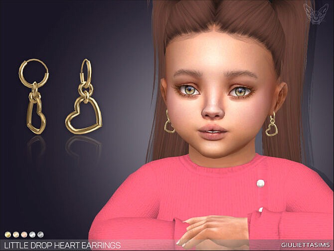 Sims 4 Little Heart Drop Earrings For Toddlers by feyona at TSR