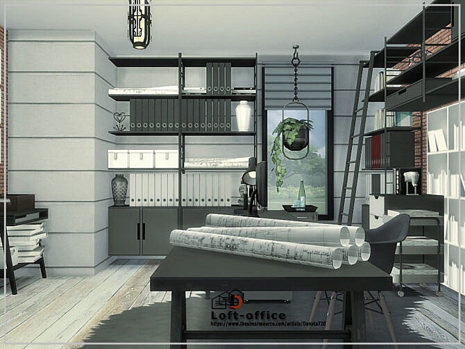 Sims 4 Loft Office Room by Danuta720 at TSR
