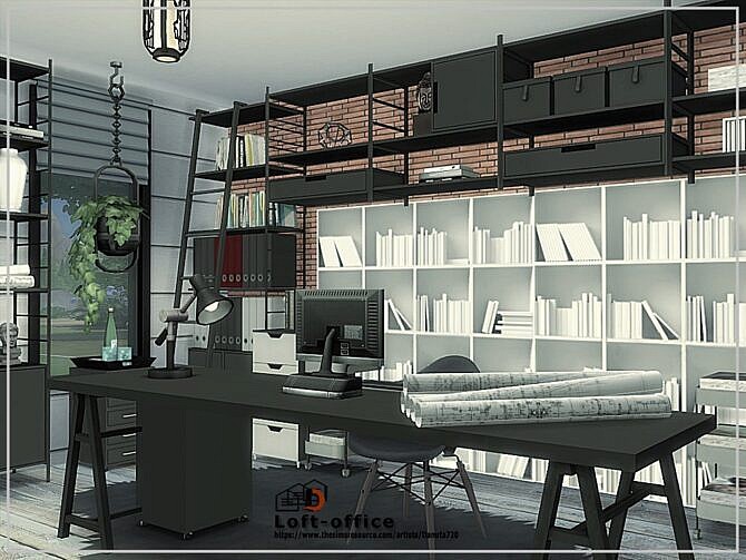 Sims 4 Loft Office Room by Danuta720 at TSR