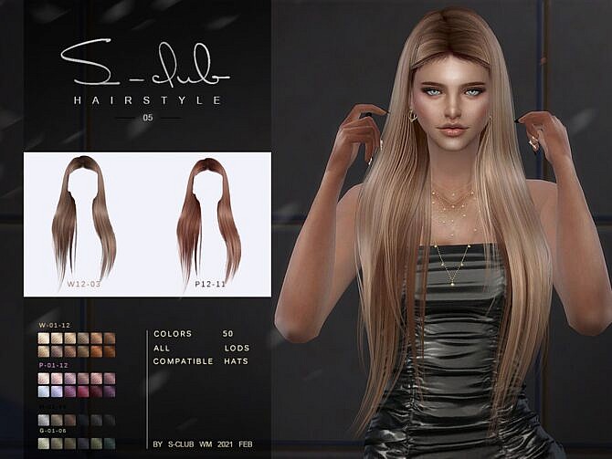 Sims 4 Long hair 202105 by S Club WM at TSR