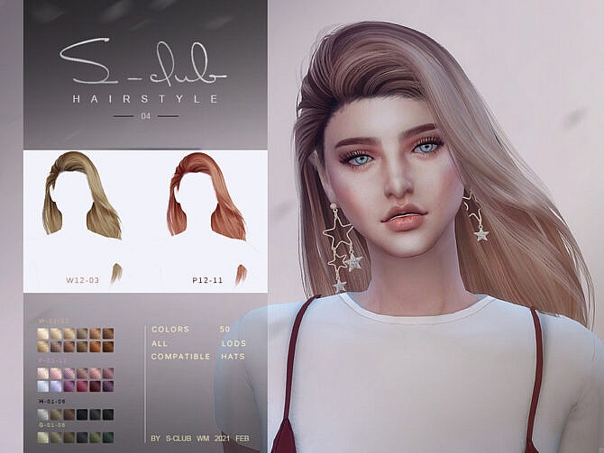 Sims 4 Long hair in the wind 202104 by S Club WM at TSR