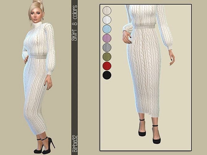 Sims 4 Wool long skirt by Birba32 at TSR