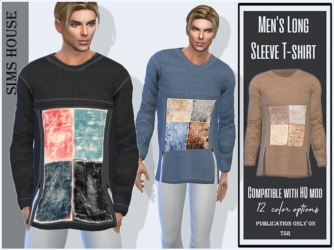 Men's Long Sleeve T-shirt by Sims House at TSR » Sims 4 Updates