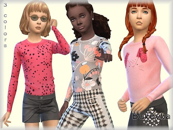 Sims 4 Long Sleeve t shirt for girls by bukovka at TSR