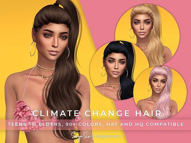 Sims 4 Climate Change Hair by SonyaSimsCC at TSR