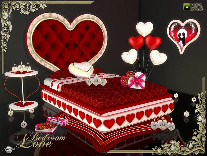 Sims 4 Love decorations bedroom by jomsims at TSR