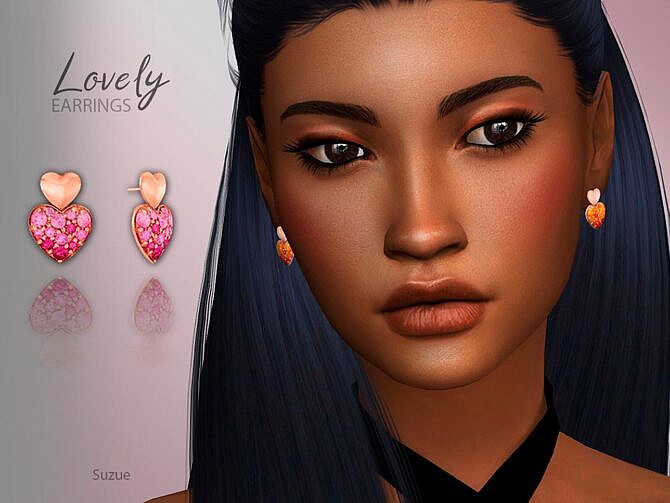 Sims 4 Lovely Hearts Earrings by Suzue at TSR