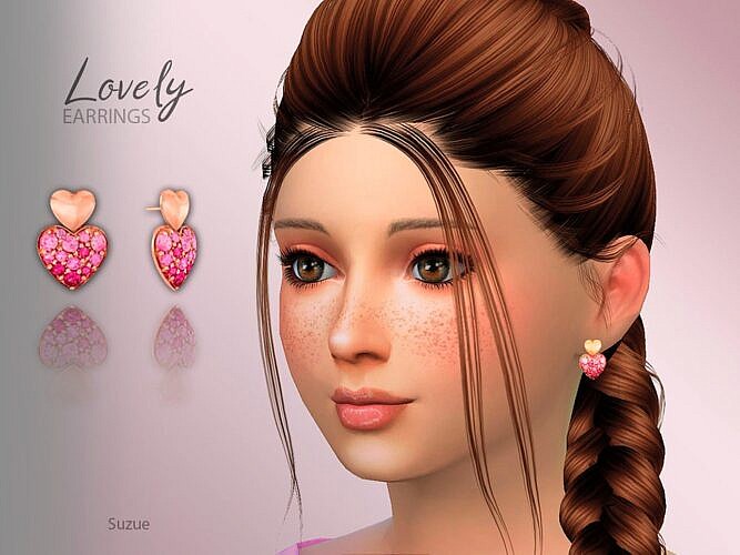 Lovely Hearts Sims 4 Earrings Child
