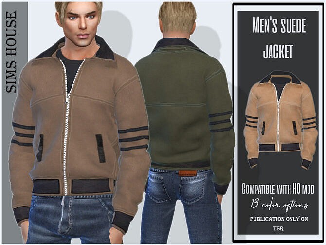 Sims 4 Mens suede jacket by Sims House at TSR