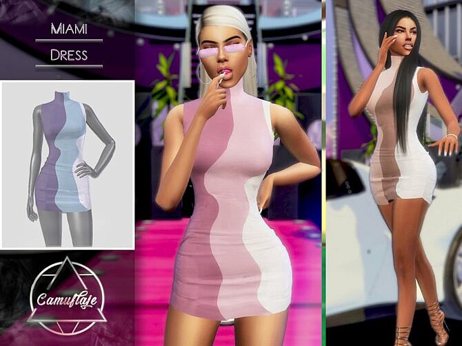 Sims 4 Miami Short Dress by Camuflaje at TSR