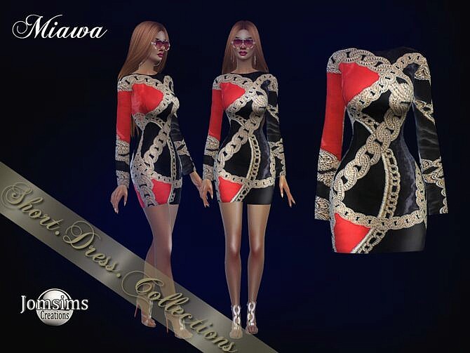 Sims 4 Miawa dress by jomsims at TSR