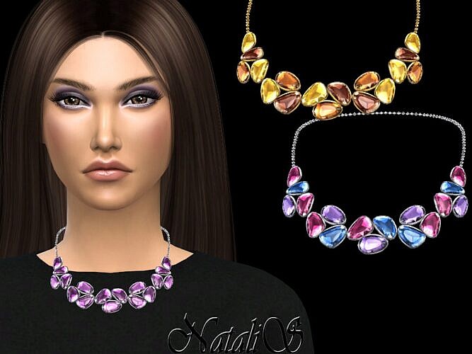 Mixed Color Gems Sims 4 Necklace V2