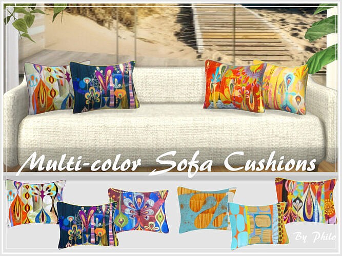 Multi Color Sofa Sims 4 Cushions By Philo