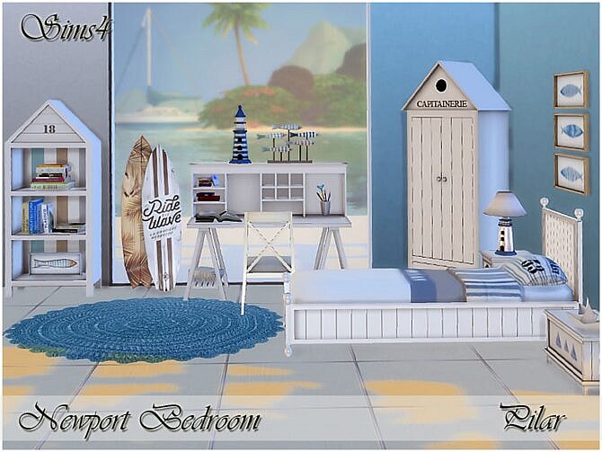 Sims 4 Newport Bedroom by Pilar at TSR