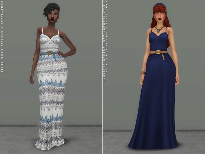 OPHELIA casual long dress at Candy Sims 4 » Sims 4 Updates