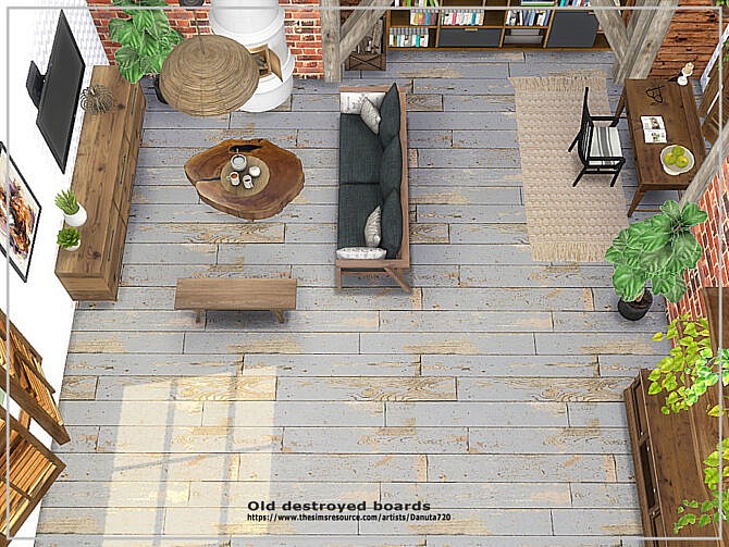 Sims 4 Old destroyed floor boards by Danuta720 at TSR