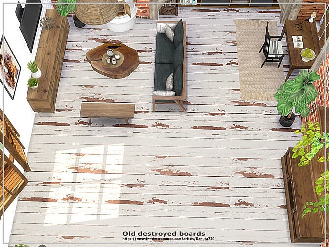 Sims 4 Old destroyed floor boards by Danuta720 at TSR