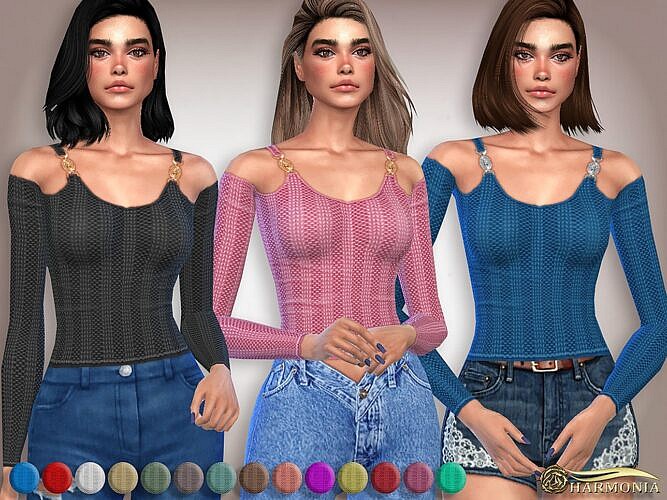 Patterned Knit Sims 4 Top