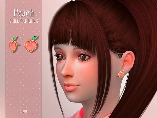 Peach Child Sims 4 Earrings