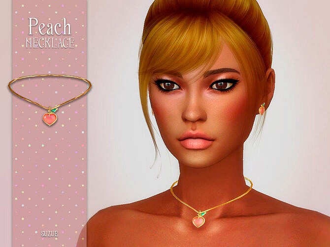 Sims 4 Peach Necklace by Suzue at TSR