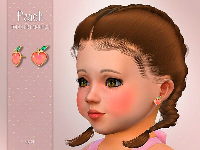 Sims 4 Peach Toddler Earrings by Suzue at TSR